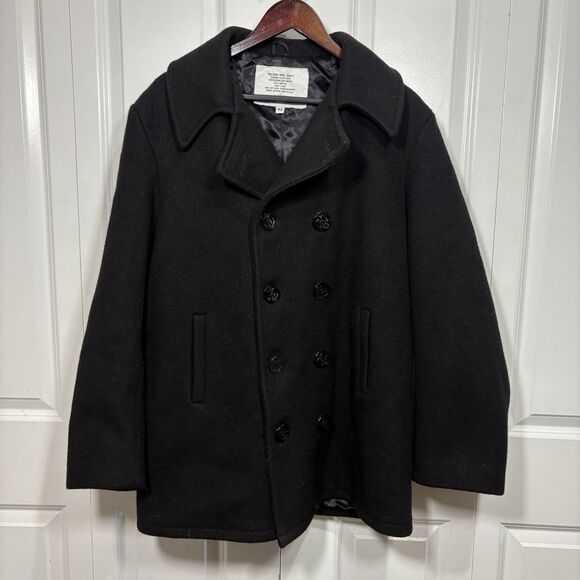 Fidelity Pea Coat Men 42 Wool Navy Military USN Vintage Naval Classic Warm - Picture 1 of 10